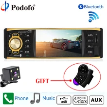 Podofo Autoradio 4019B 1 One Din MP3 Player Car Radio Audio USB AUX FM Radio Station Bluetooth Rearview Camera Remote Control(China)