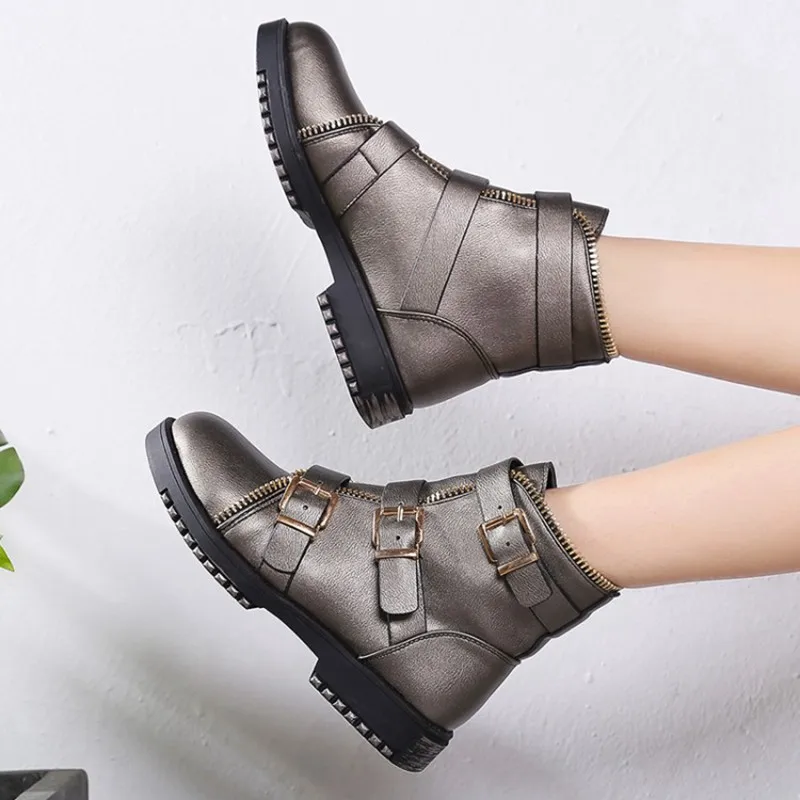 COOTELILI Fashion Zipper Boots Women Shoes Woman Ankle Boots For Women 4cm Heel Winter Autumn Rubber Boots Women 35-40 (12)