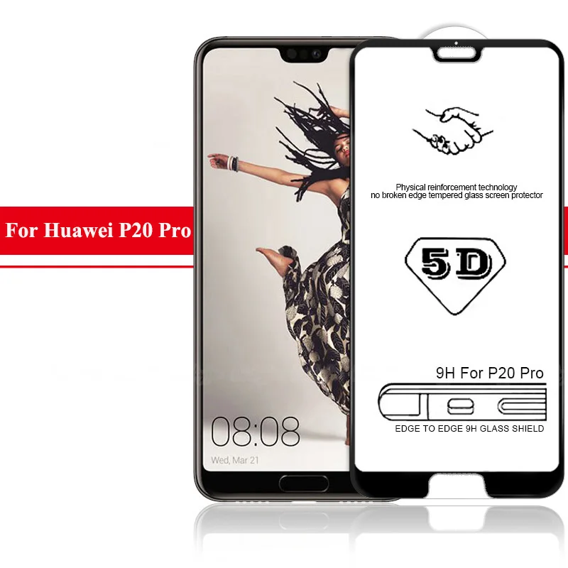 EXUNTON 5D закаленное стекло с холодной резьбой для huawei P20 Pro 3D полное покрытие небьющиеся края протектор экрана для huawei P20 Lite - Цвет: For P20 Pro