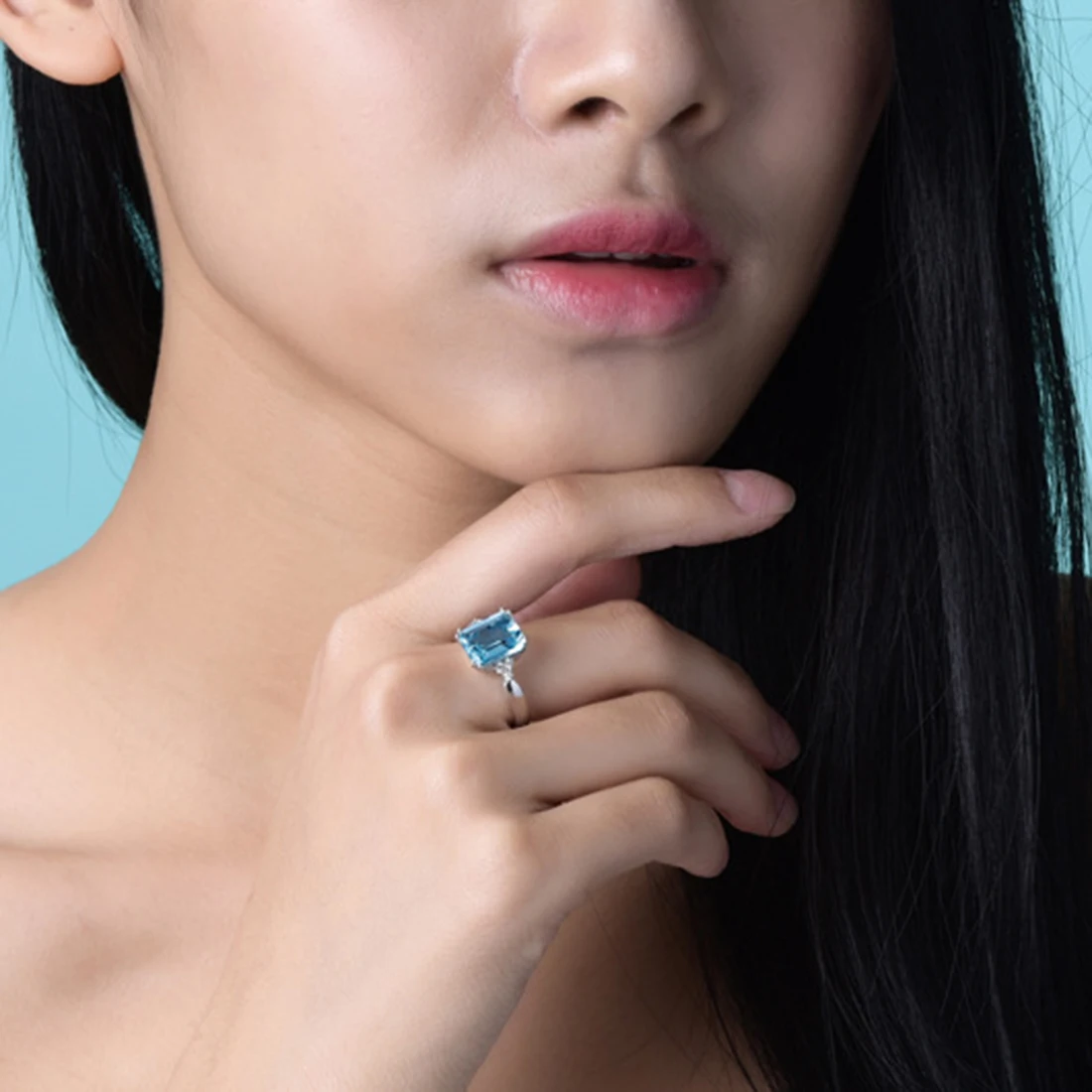 Новое большое голубое прямоугольное каменное серебряное кольцо для женщин обручальное модное ювелирное изделие