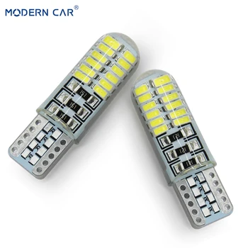 

MODERN CAR 2x T10 194 168 W5W 24Smd 3014 Car Led Silicone Shell Parking Lights Wedge Light Lamp Bulb Car Styling Interior Lamps