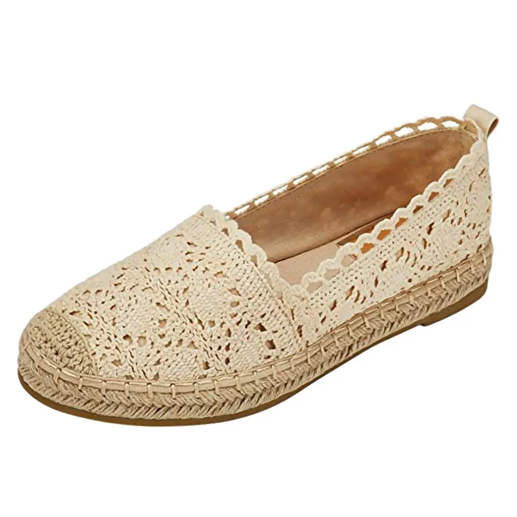 

woman sandals 2019 summer Ladies Sole Hollow Floral Lace Ankle Flat Canvas Round Toe Breathable Shoes Soft Bottom Comfortable