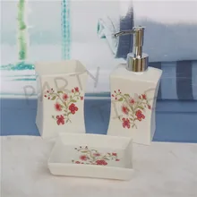 Ceramic bathroom set, lotion bottle, tumbler, soap dish, three pieces set