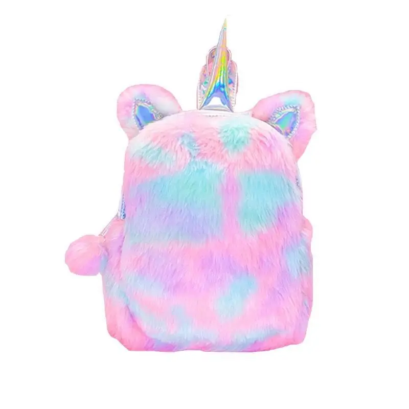 New Hologram Women Leather Backpacks Unicorn Cute Backpacks For Girls Mini Travel backpack Female Rucksack Plush Schoolbag mini backpacks women laser cute plush kawaii unicorn bagpacks pu leather hologram teenager girls school bags back pack mochila