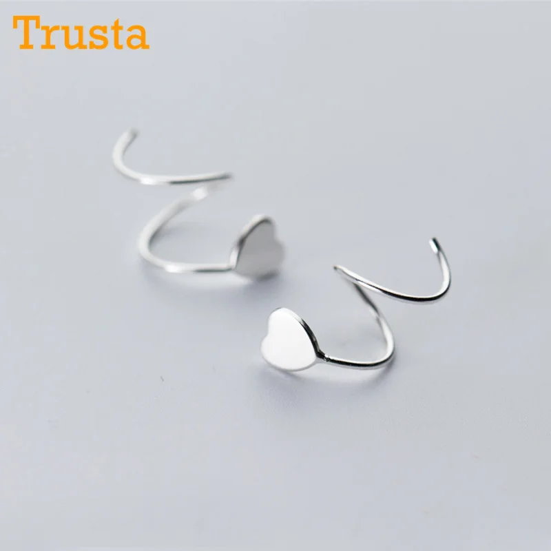 

Trusta 100% 925 Sterling Silver Women's Small Star Heart Ear Bones Ear Buckle Ring Tightly Packed Mini Double Ring Earring DS434