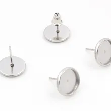 Никогда не выцветает) 20 шт 6 мм 8 мм и 10 мм серьги из нержавеющей стали основа шпильки серьги Камея Настройки Кабошон База лоток пустой(с задней