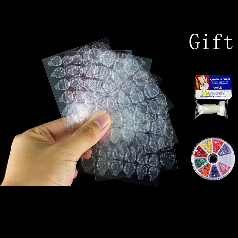 Nail Sticker Nails Glue Double-side Transparent Flexible Fake Tips Adhesive Gel 5/10 sheets art Tool | Красота и здоровье