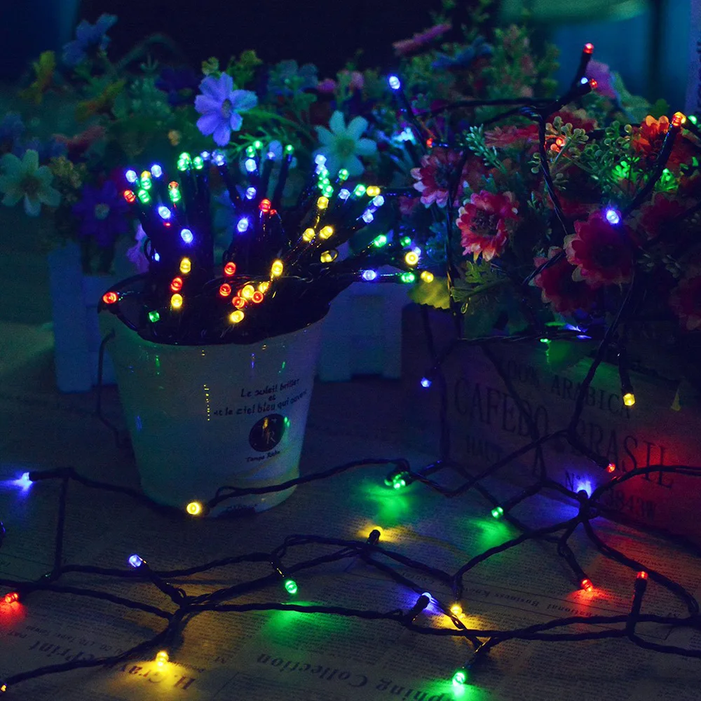 Открытый светодиодный светильник на солнечных батареях, 7 м, 12 м, 22 м, 52 м, 102 м, рождественские сказочные огни для рождественской елки, сада, дома, свадьбы, вечеринки, Рождества
