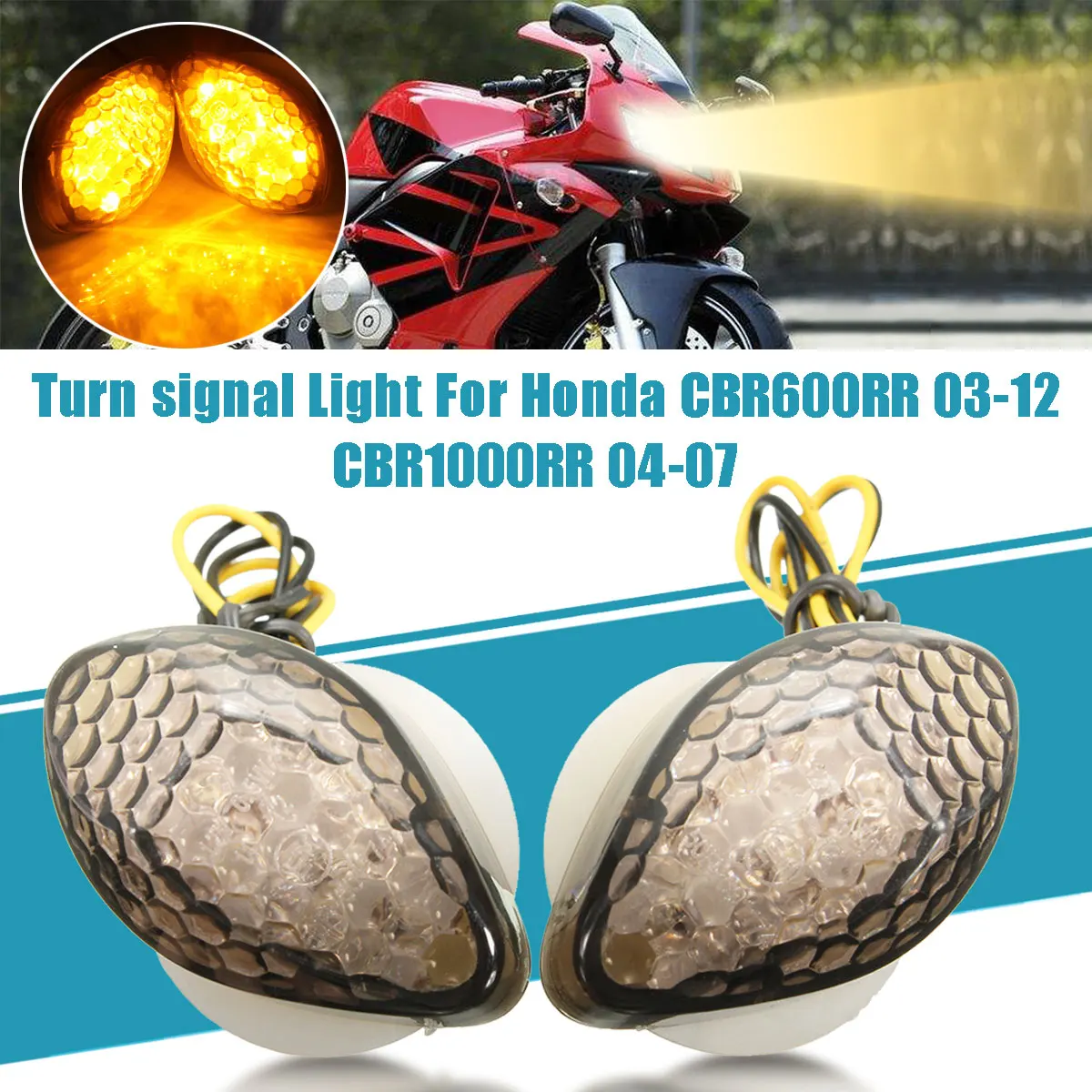 

For Honda CBR600RR 03-12 CBR1000RR 04-07 Car LED 12V 15 LED Motorcycle Turn Signal Light Bulb Blinker Turn Signal Light Smoke