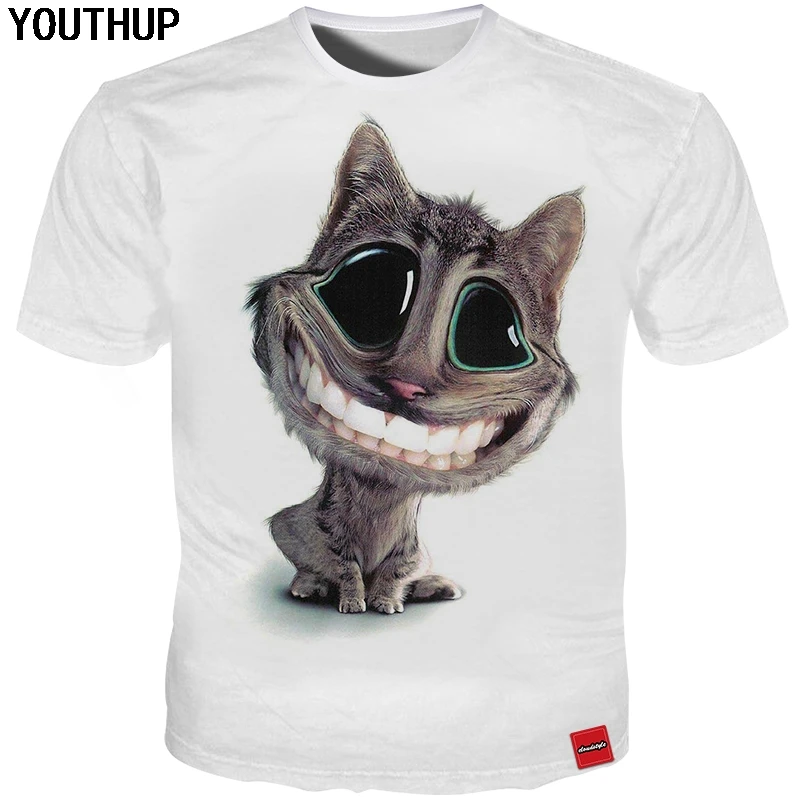 YOUTHUP 2020 Новая летняя мужская 3d футболка со смайликом и принтом животных белые