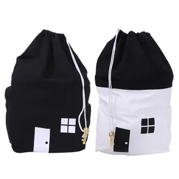 

1Pc New Cute House Toy Storage Bag Pure Cotton Kids Toys Collection Bag Organizers Toy New