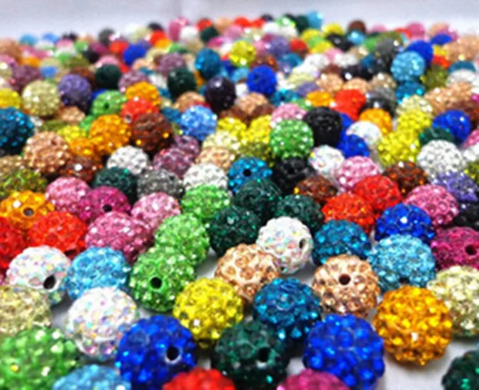 

10Pcs Fashion Round Spacer Beads Clay Pave Crystal Rhinestones Czech New Disco Ball