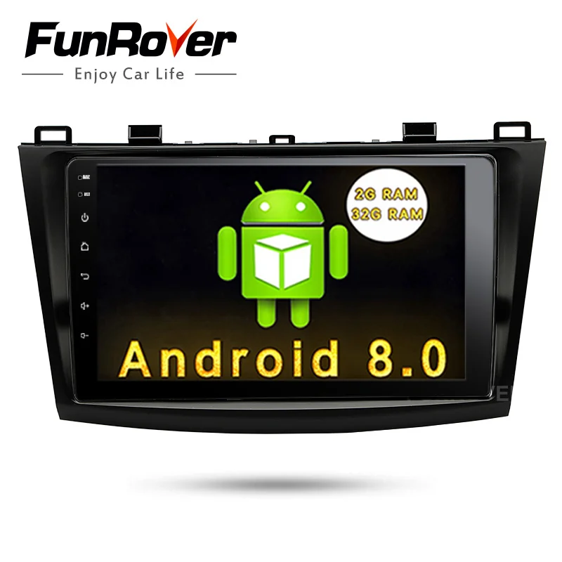 Funrover 9 &quotAndroid 8 0 2 din Автомобильный мультимедийный стер для Mazda 3 gps навигация maxx Axela