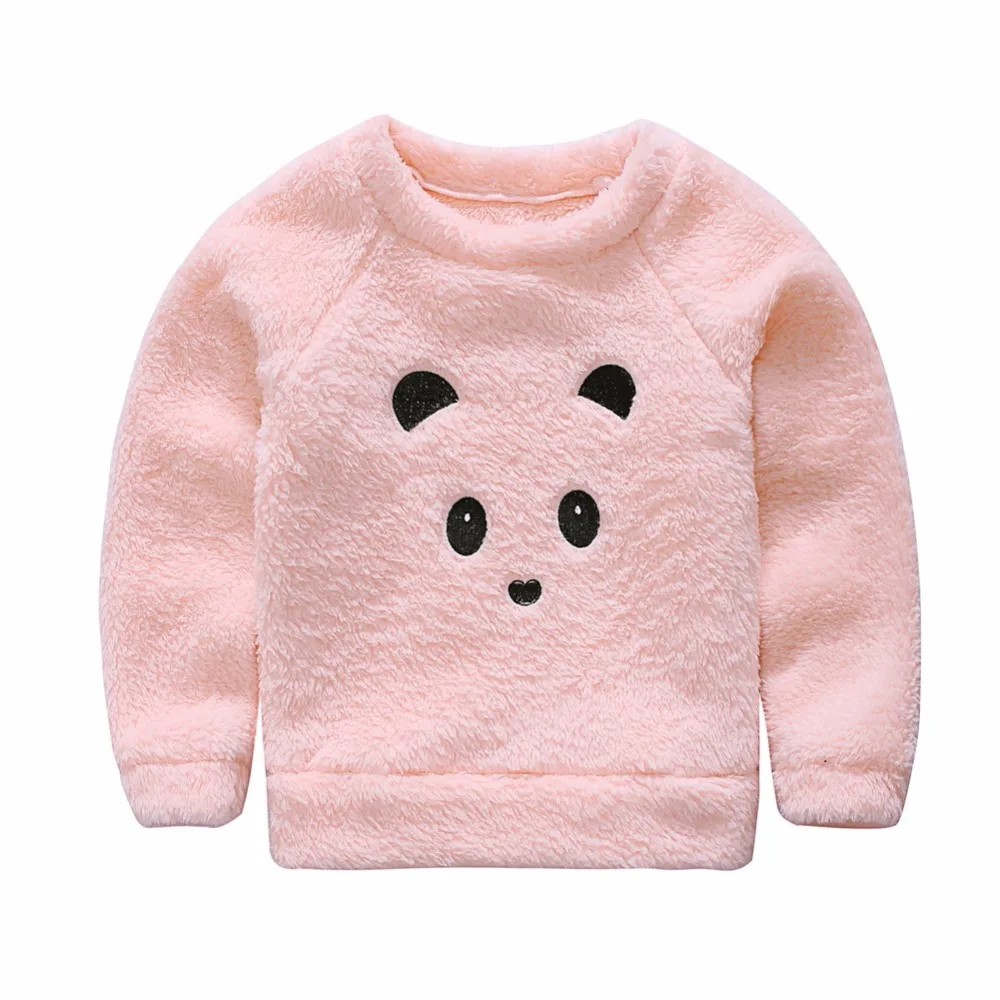 Зимний розовый пушистый топ с маленьким медвежонком для маленьких девочек детский свитер куртки детская верхняя одежда