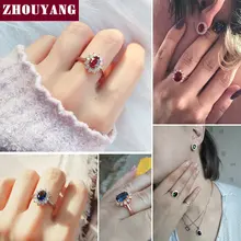 ZHOUYANG Anello Per Le Donne di Cristallo Rosso Elegante Fidanzamento Anello di Cerimonia Nuziale In Oro Rosa di Colore Cristalli Austriaci Gioelleria Raffinata E Alla Moda ZYR187