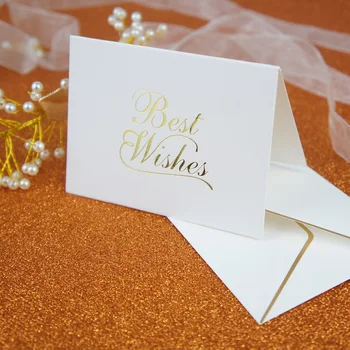 

25set gold best wishes fold card fashion design Thanks giving Day Card send Lucky Love greeting cards Invitation with envelope