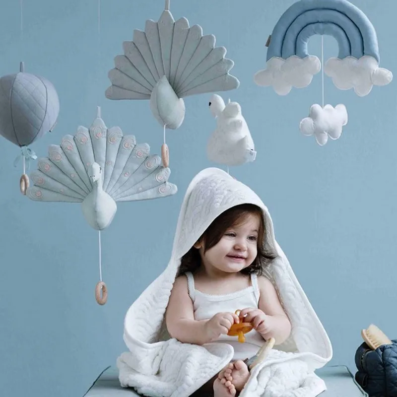 2017 INS Handmade Soft Plush 3D Peacock Toys Stuffed Dolls Baby Hanging Mobile Toys For Cribs