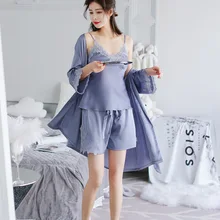 4 вида цветов женские кружевные пижамы пижамы цветок три 1 предмет homwear брюки пижамы комплект