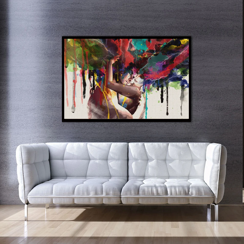ZZ2311 watercolor graffiti canvas prints art man and woman abstract art oil paintings for home
