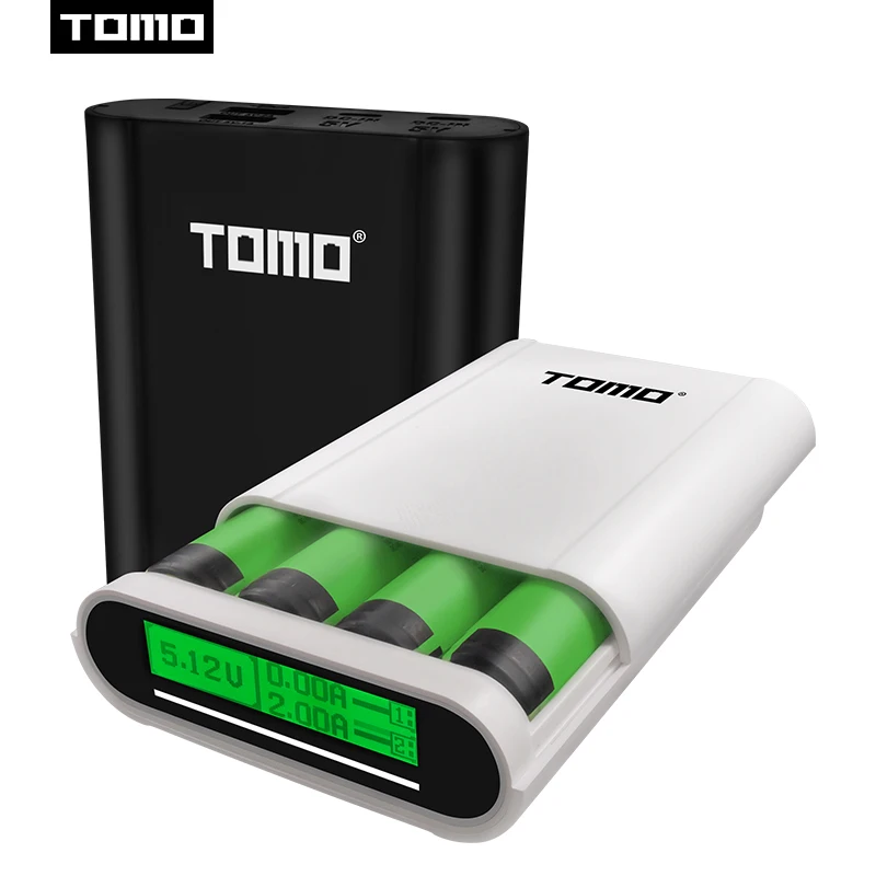 TOMO 18650 зарядное устройство чехол 2 Вход T4 портативный DIY дисплей Power Bank 5V 2.1A(макс. на выходе