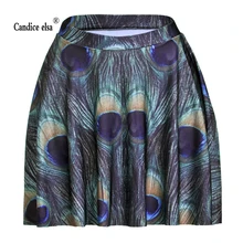 Candice Elsa женские юбки с цифровой печатью,, плиссированная юбка с перьями павлина Skt1164