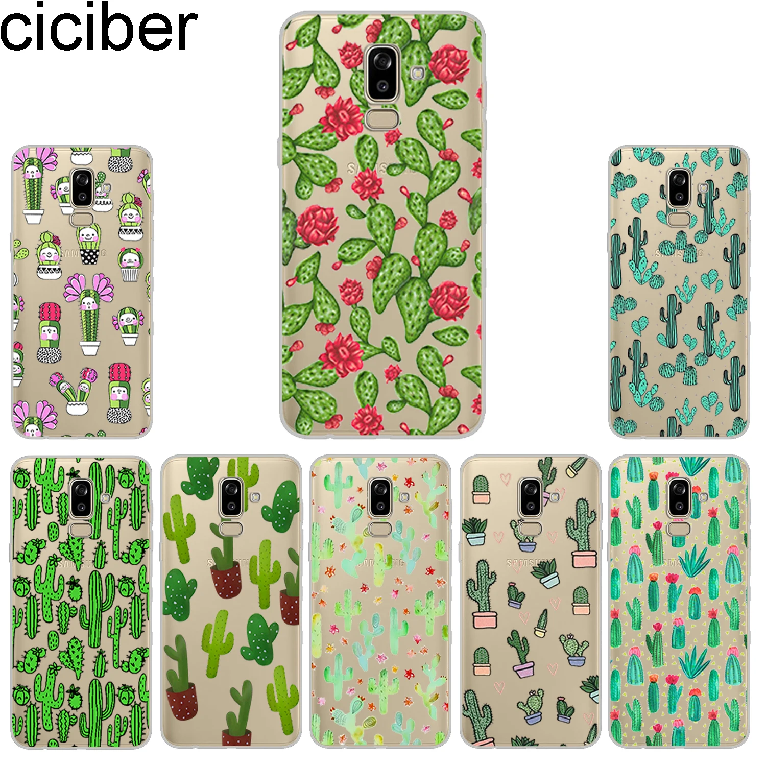 

ciciber Phone Case for Samsung Galaxy J5 J6 J7 J8 Soft Back Cover for Samsung J4 J3 J2 J1 Prime Core Plus 2016 2017 2018 Cactus