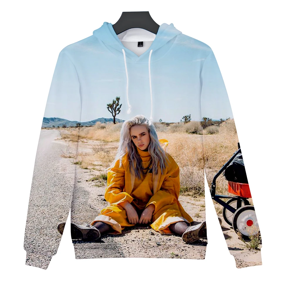 Billie Eilish 3D толстовки женские мужские Модные осенние Harajuku Billie Eilish 3D принт женские толстовки и толстовки желтый 4XL