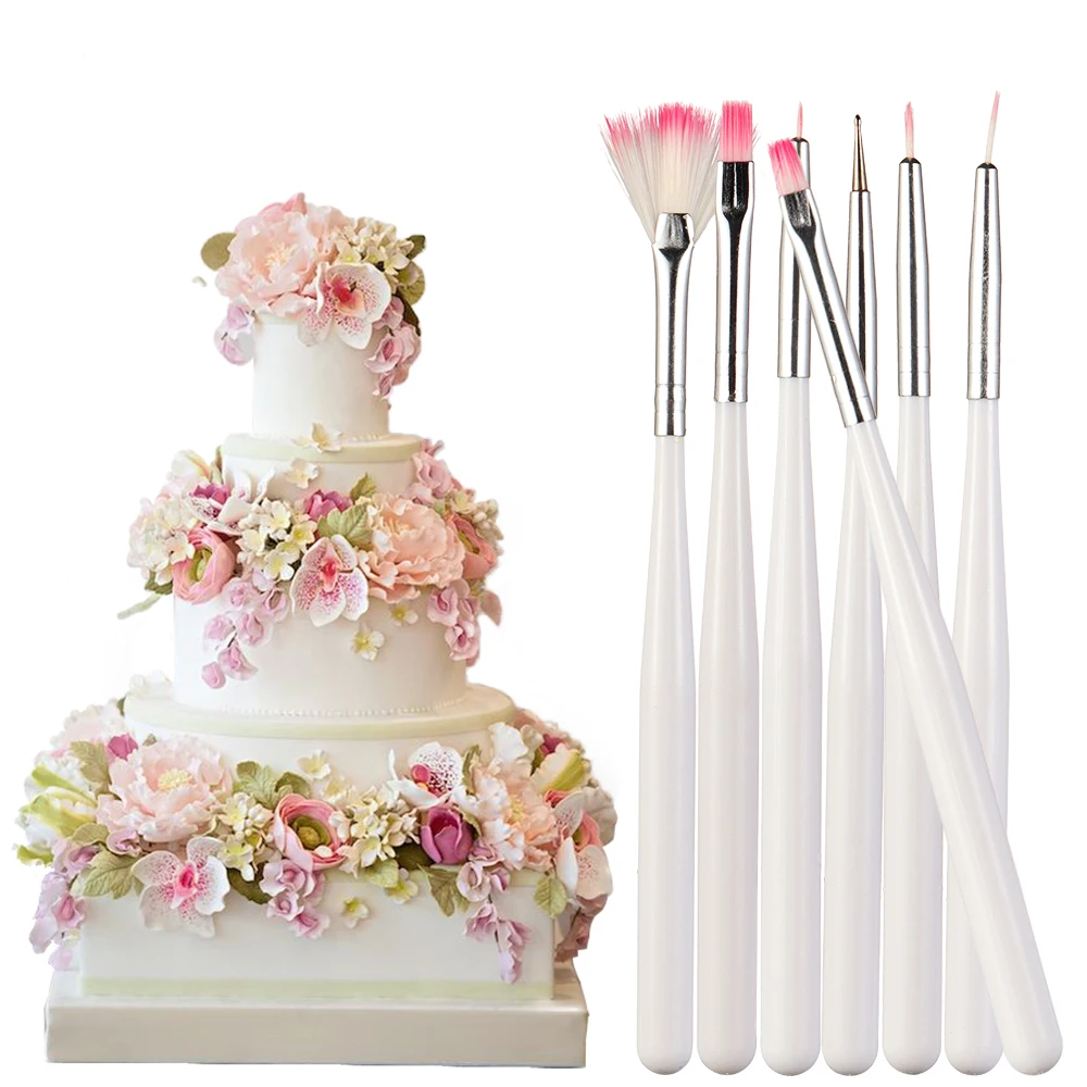 7/10 шт/набор красочных Fondant (сахарная) торт кисть для рисования картина декора пыли