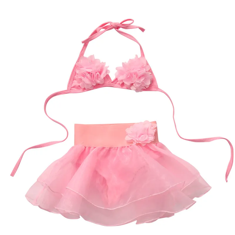 Новинка года детская одежда для девочек розовый комплект бикини купальник Летний пляж Купальники для малышек ванный комплект - Цвет: As photo shows