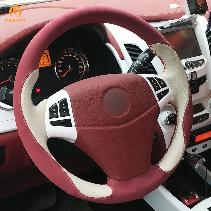 Us 39 01 15 Off Mewant Beige Leather Wine Red Suede Car Steering Wheel Cover For Ssangyong Korando 2011 2014 Interior Accessories Parts In Steering