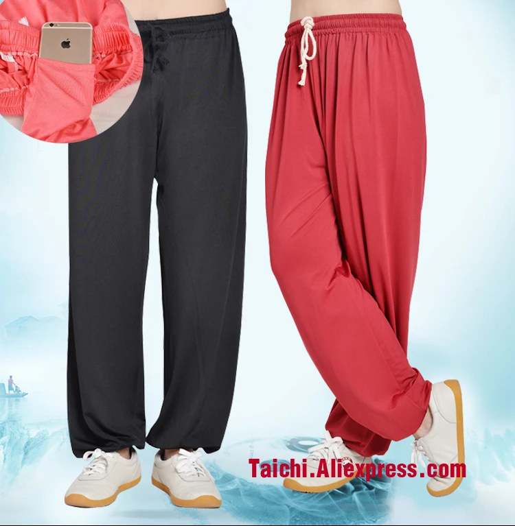 

Tai Chi Pants Wushu Kung Fu martial Art Pants Modal Fabric black pink red blue purple white