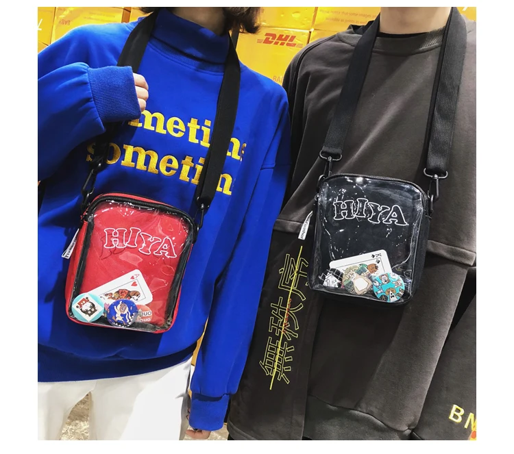 Прозрачная сумка-мессенджер Мужская индивидуальная Пара Спортивная Сумка через плечо модный бренд супер огонь Harajuku