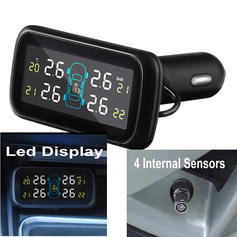 LCD Display Monitor Auto Car Wireless font b TPMS b font Tire Pressure Monitoring System with