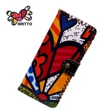 Purchase BRITTO Wallets For Coin & Photo Girl Long PU Handmade Money Clips Ladies Graffiti Hasp Clutch Purse Female Money Bag