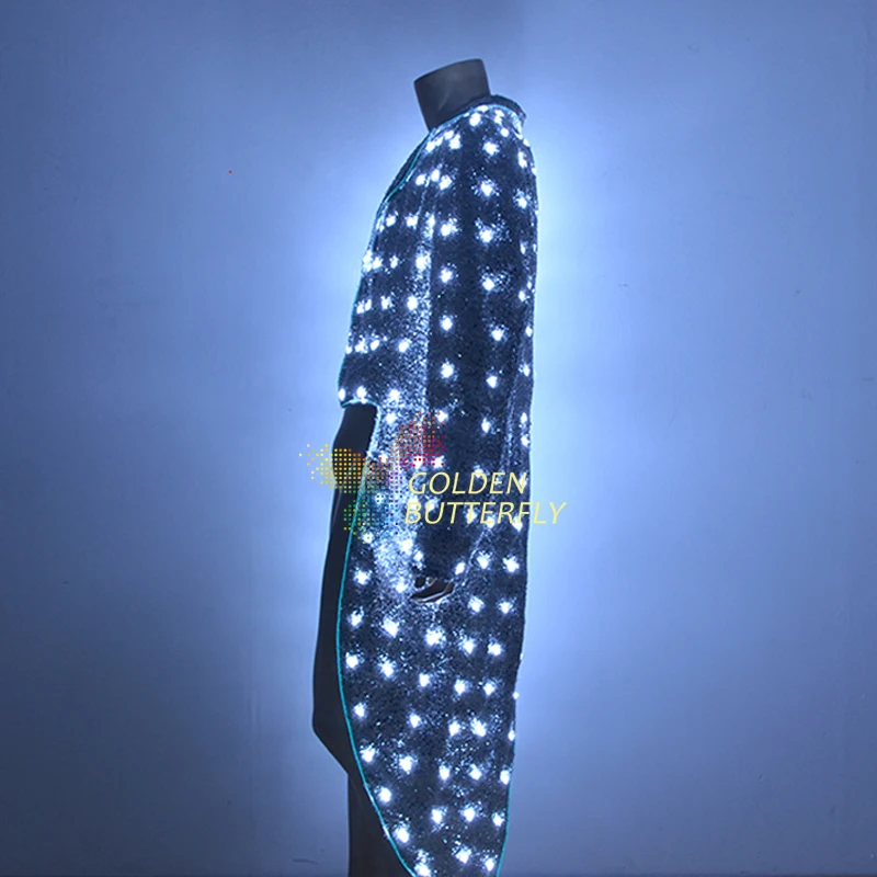 2017 модный светодиодный смокинг swalloveltail светящиеся костюмы платья LED одежда для