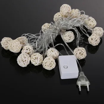 

20 Rattan Ball LED String Light Warm White Fairy Holiday Light for Party Decoration Lights Garland WWO66