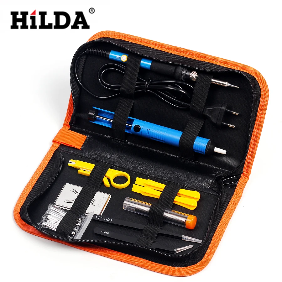 

HILDA 110V/220V 60W EU & US Plug Adjustable Temperature Electric Soldering Iron Set With 5pcs Portable Screwdriver Welding Tool
