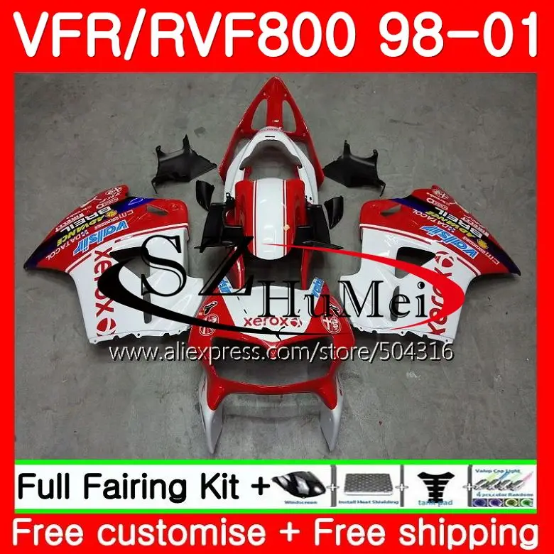 Комплект для HONDA VFR800R перехватчик VFR800 98 99 00 01 Заводская красный 112SH. 2 ПВП 800RR 800 RR VFR800RR 1998 1999 2000 2001 обтекатель - Цвет: No.  1