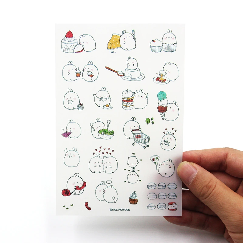 6 шт./лот, декоративные наклейки в Корейском стиле, супер милый толстый кролик, Детские Канцелярские Декоративные наклейки для дневника