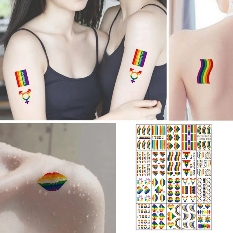 

20Sheet Rainbow Tattoo Stickers Shimmer Flowers Taty Colorful Butterfly Fake Tattoo Feathers Temporary Tattoo Stickers For Body