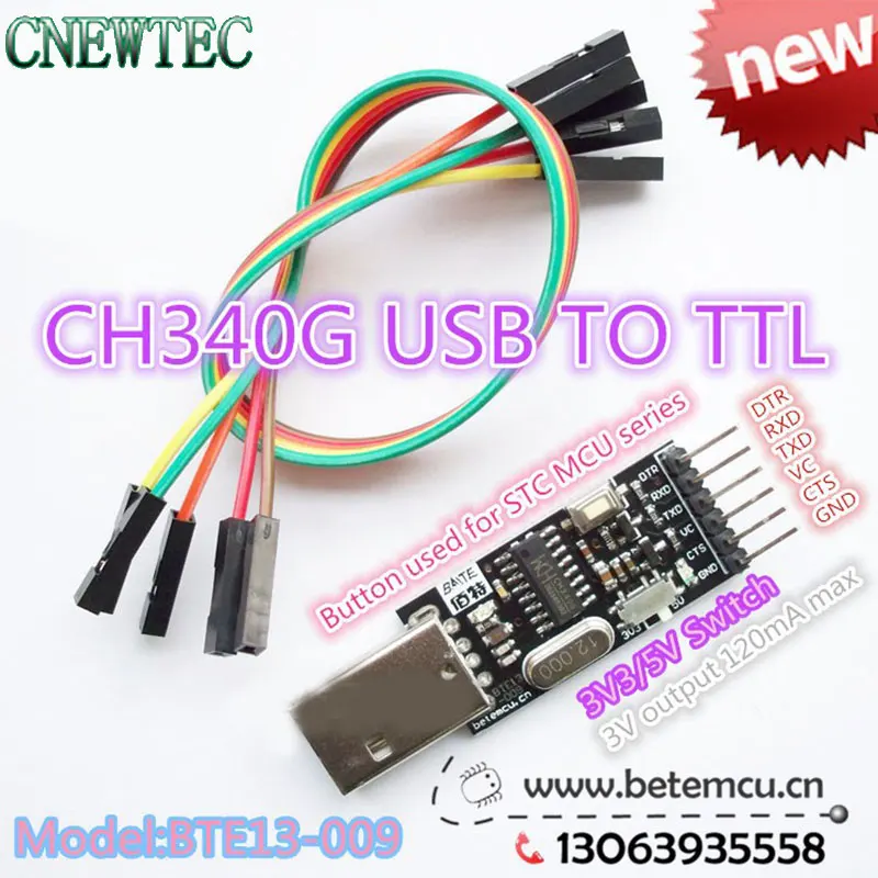 

10PCS CH340G CH340 Serial Converter USB 2.0 To TTL 6PIN Module for PRO mini Instead of CP2104 CP2102 PL-2303HX