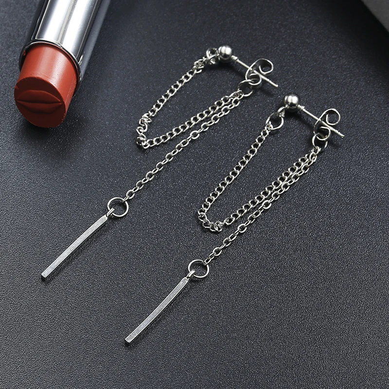 Korean Version Of Jewelry Earrings Tassel Fashion Retro Long Earrings Chain Metal Texture Earrings Wholesale Dangle Earrings