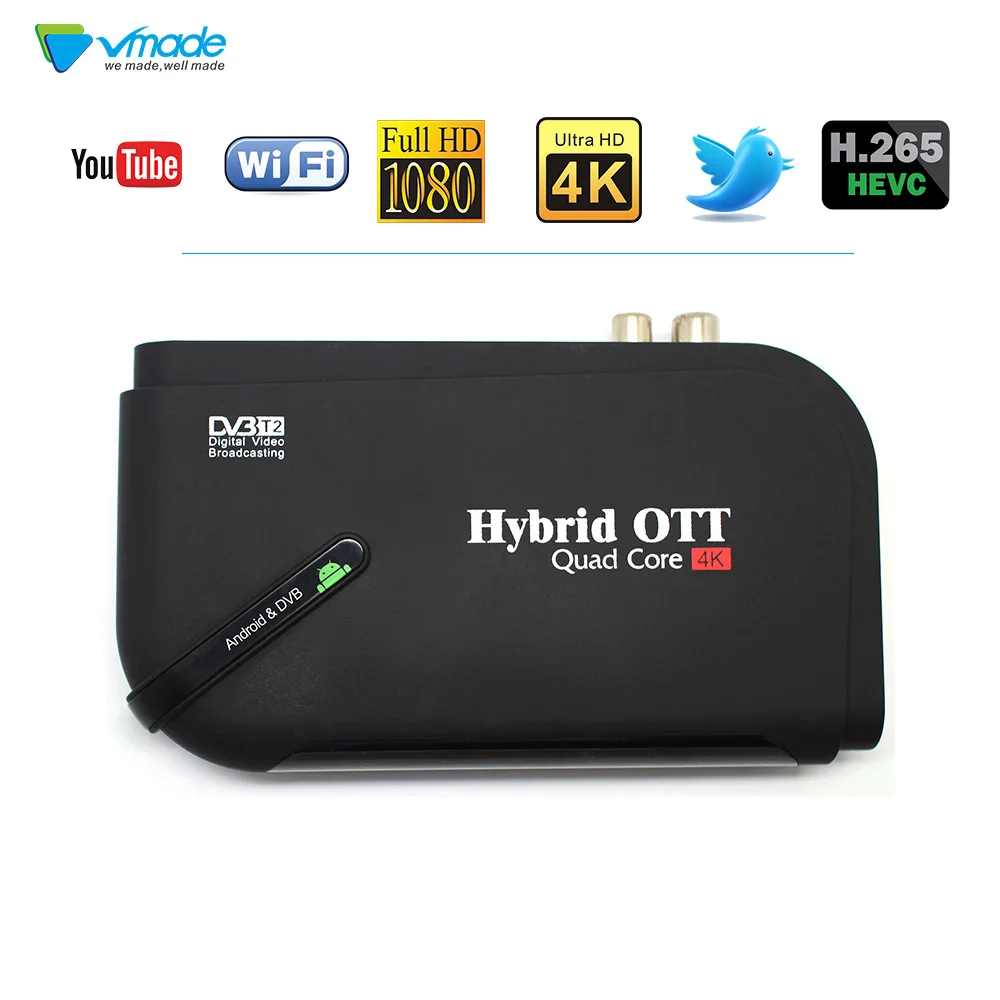 

Vmade DVB T2 & Android Two-IN-One Smart Set Top Box Android 7.1 Amlogic S905D 1GB 8GB Bluetooth 4.0 H.265 MPEG-4 Android TV Box