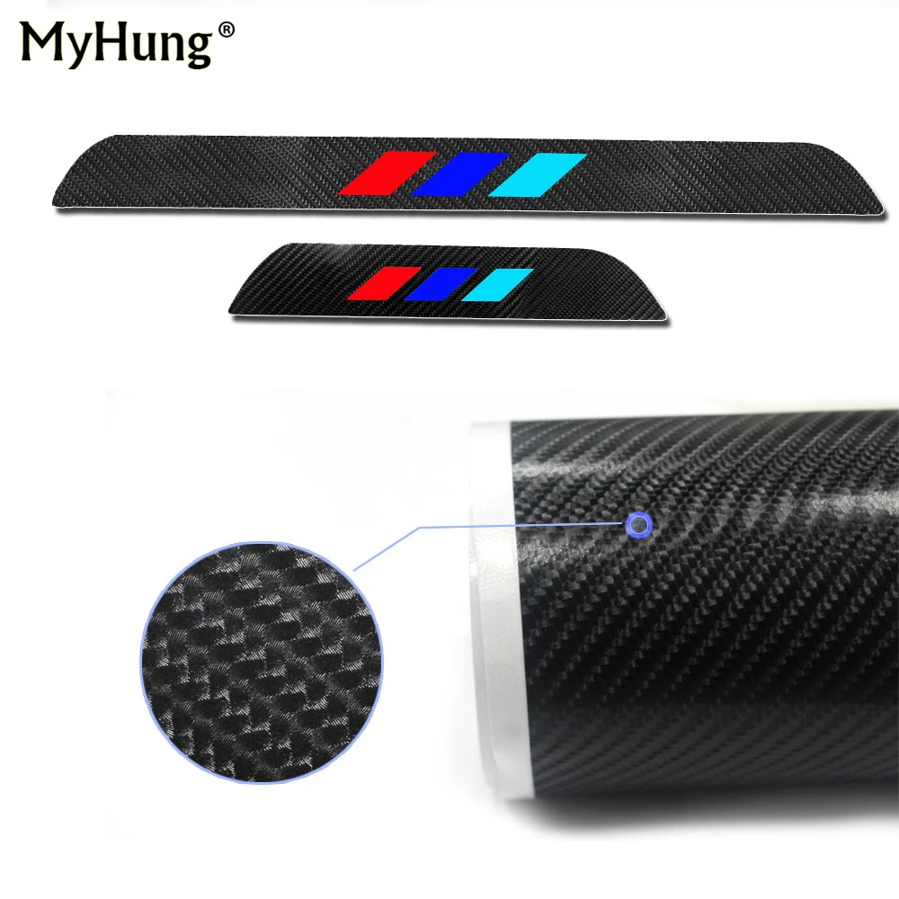 Carbon Fiber Door Sill Cover Sticker Car Door Sill Scuff Plate For BMW