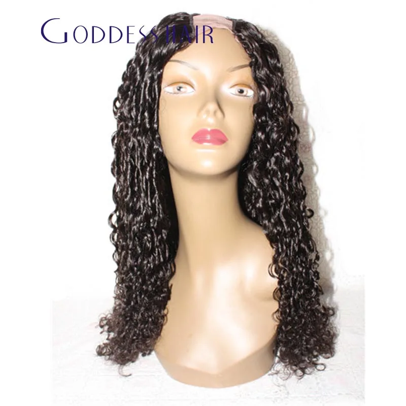 

Cheap Mongolian curly u part wig virgin Mongolian curly 2"x4" middle upart wigs for black women 16"-24" u part curly wig on sale