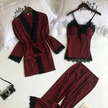 HaloSweet зимняя одежда для сна Женская хлопковая кружевная Пижама сексуальный халат