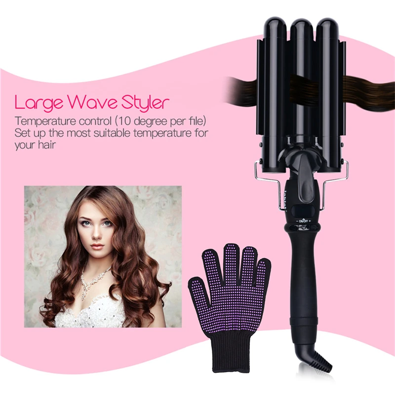 19 22 25mm Automatic Perm Splint Ceramic Hair Curler 3 Barrels Big
