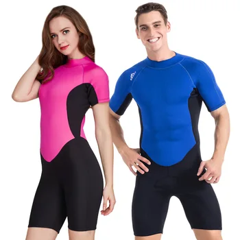 

Spring Suit women Shorty Wetsuit Back Zipper male Short Sleeve 2mm Premium Neoprene/Female Surfing Snorkeling Diving Scuba