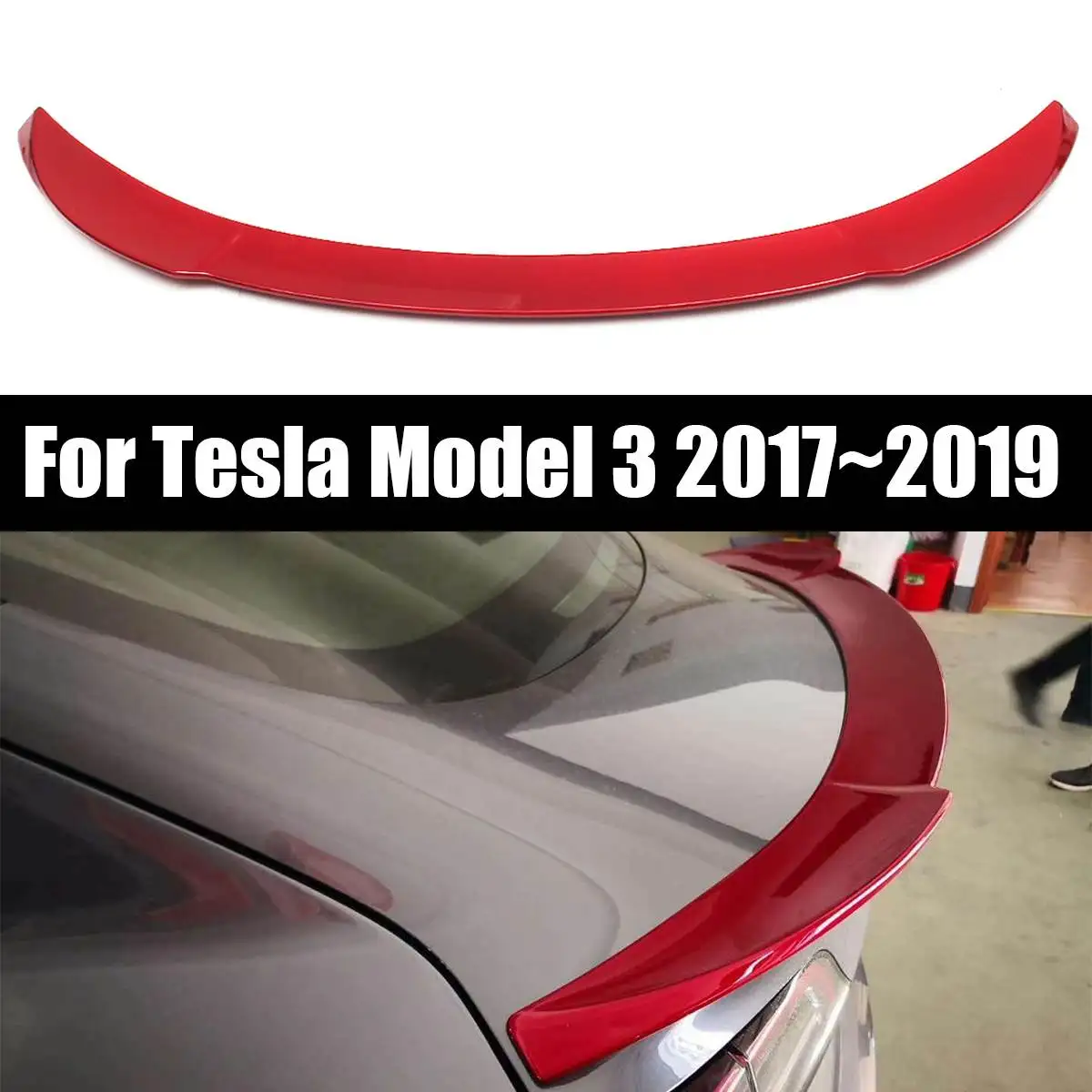 

ABS Rear Spoiler Wing for Tesla for Model 3 2017 2018 2019 Exterior Parts Car Gloss Red Styling Parts Rear Spoiler