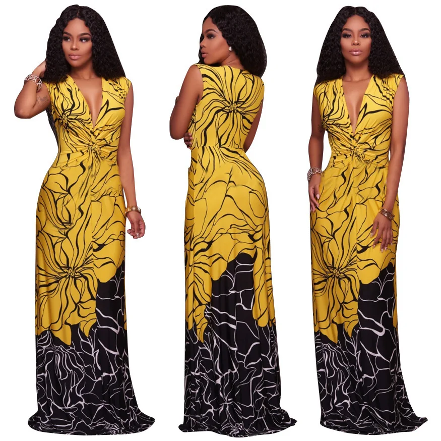 2018 elegent fashion style african women plus size long dress L 3XL-in ...